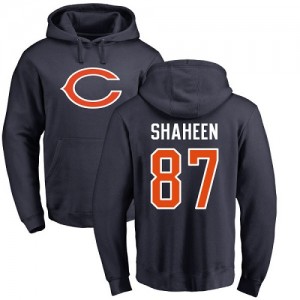 Adam Shaheen Navy Blue Name & Number Logo - #87 Football Chicago Bears Pullover Hoodie