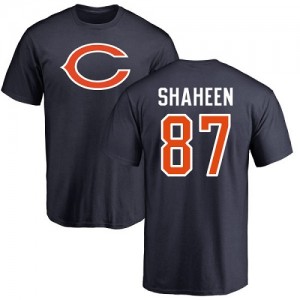 Adam Shaheen Navy Blue Name & Number Logo - #87 Football Chicago Bears T-Shirt