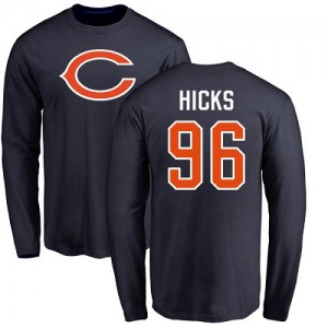 Akiem Hicks Navy Blue Name & Number Logo - #96 Football Chicago Bears Long Sleeve T-Shirt