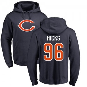 Akiem Hicks Navy Blue Name & Number Logo - #96 Football Chicago Bears Pullover Hoodie