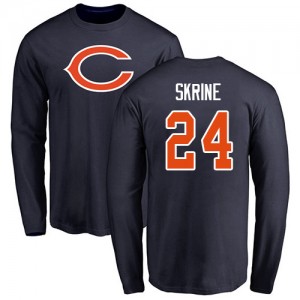 Buster Skrine Navy Blue Name & Number Logo - #24 Football Chicago Bears Long Sleeve T-Shirt
