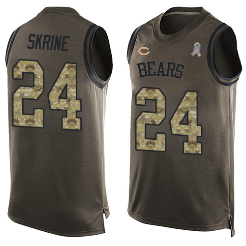 Limited Men's Buster Skrine Green Jersey - #24 Football Chicago Bears Salute to Service Tank Top