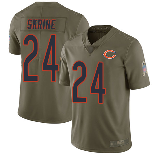 Limited Men's Buster Skrine Olive Jersey - #24 Football Chicago Bears 2017 Salute to Service