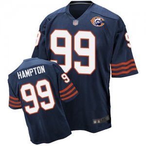 Elite Men's Dan Hampton Navy Blue Jersey - #99 Football Chicago Bears Throwback