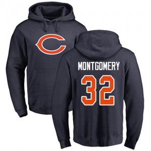 David Montgomery Navy Blue Name & Number Logo - #32 Football Chicago Bears Pullover Hoodie