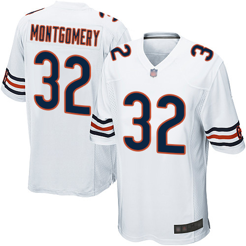 Game Men's David Montgomery White Road Jersey - #32 Football Chicago Bears