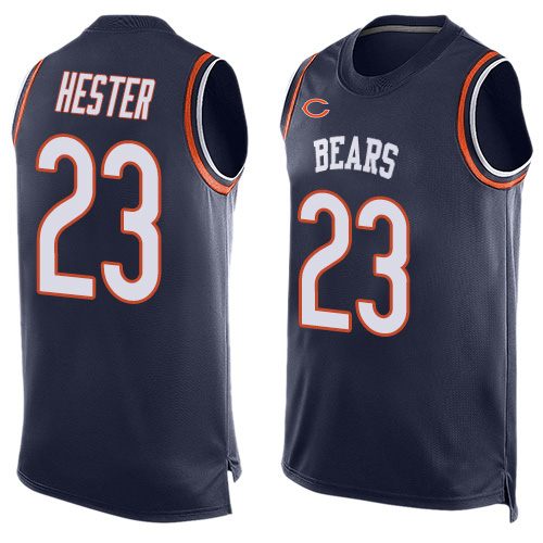 Limited Men's Devin Hester Navy Blue Jersey - #23 Football Chicago Bears Player Name & Number Tank Top