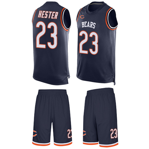 Limited Men's Devin Hester Navy Blue Jersey - #23 Football Chicago Bears Tank Top Suit
