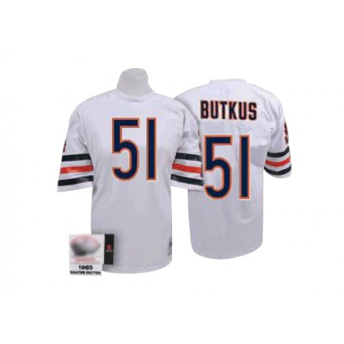Authentic Men's Dick Butkus White Road Jersey - #51 Football Chicago Bears Throwback