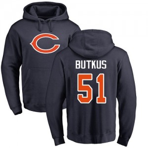 Dick Butkus Navy Blue Name & Number Logo - #51 Football Chicago Bears Pullover Hoodie