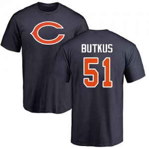 Dick Butkus Navy Blue Name & Number Logo - #51 Football Chicago Bears T-Shirt