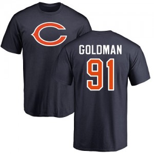 Eddie Goldman Navy Blue Name & Number Logo - #91 Football Chicago Bears T-Shirt