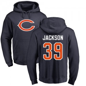 Eddie Jackson Navy Blue Name & Number Logo - #39 Football Chicago Bears Pullover Hoodie