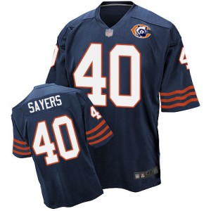 Elite Men's Gale Sayers Navy Blue Jersey - #40 Football Chicago Bears Throwback