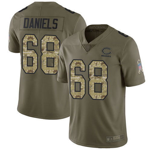 Limited Men's James Daniels Olive/Camo Jersey - #68 Football Chicago Bears 2017 Salute to Service