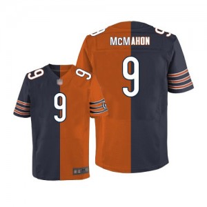 Elite Men's Jim McMahon Navy/Orange Jersey - #9 Football Chicago Bears Split Fashion