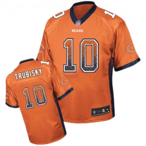 Elite Men's Mitchell Trubisky Orange Jersey - #10 Football Chicago Bears Drift Fashion