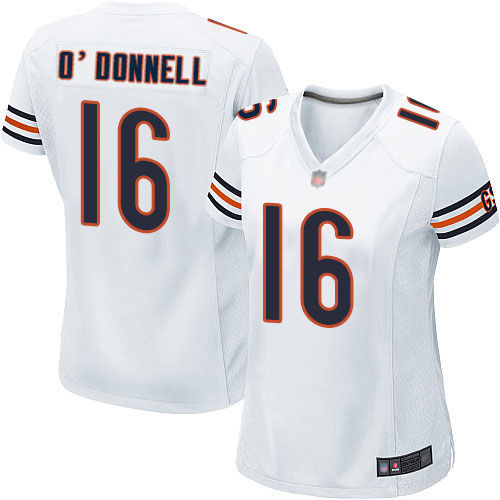 Game Women's Pat O'Donnell White Road Jersey - #16 Football Chicago Bears