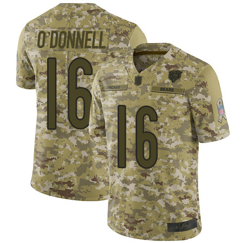 Limited Men's Pat O'Donnell Camo Jersey - #16 Football Chicago Bears 2018 Salute to Service