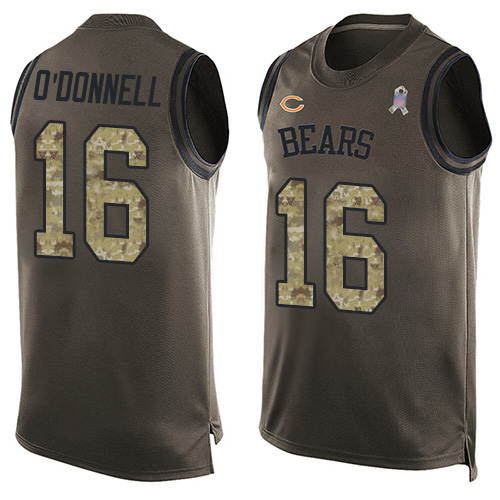 Limited Men's Pat O'Donnell Green Jersey - #16 Football Chicago Bears Salute to Service Tank Top