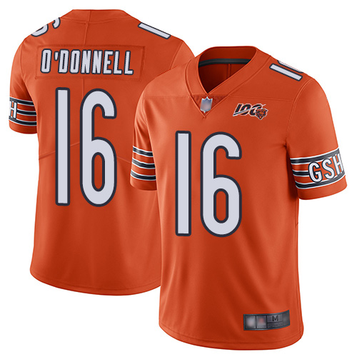 Limited Men's Pat O'Donnell Orange Alternate Jersey - #16 Football Chicago Bears 100th Season