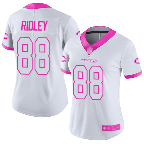 Limited Women's Riley Ridley White/Pink Jersey - #88 Football Chicago Bears Rush Fashion