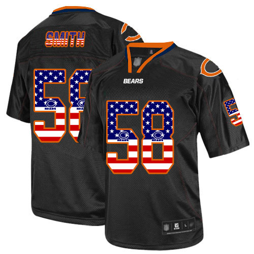 Elite Men's Roquan Smith Black Jersey - #58 Football Chicago Bears USA Flag Fashion