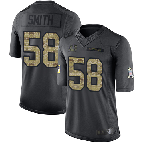 Limited Men's Roquan Smith Black Jersey - #58 Football Chicago Bears 2016 Salute to Service