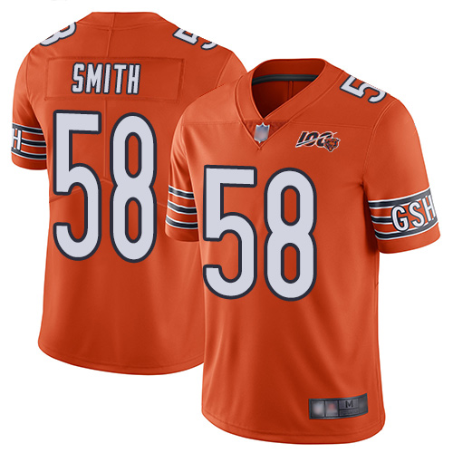 Limited Men's Roquan Smith Orange Alternate Jersey - #58 Football Chicago Bears 100th Season