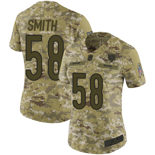 Limited Women's Roquan Smith Camo Jersey - #58 Football Chicago Bears 2018 Salute to Service