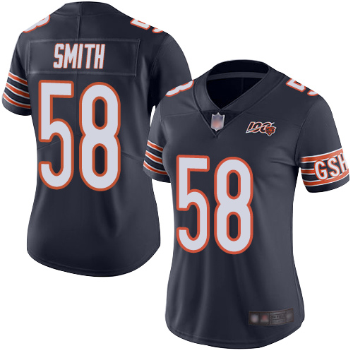 Limited Women's Roquan Smith Navy Blue Home Jersey - #58 Football Chicago Bears 100th Season