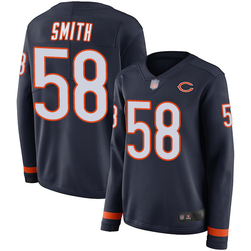 Limited Women's Roquan Smith Navy Blue Jersey - #58 Football Chicago Bears Therma Long Sleeve