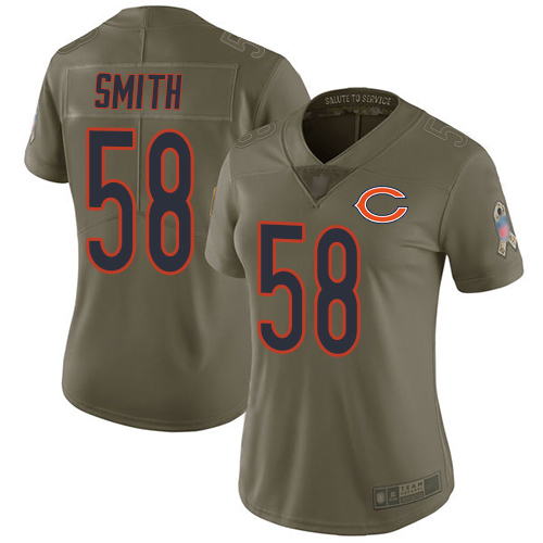 Limited Women's Roquan Smith Olive Jersey - #58 Football Chicago Bears 2017 Salute to Service
