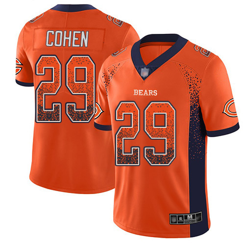 Limited Men's Tarik Cohen Orange Jersey - #29 Football Chicago Bears Rush Drift Fashion
