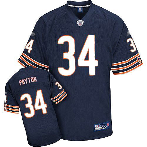 Authentic Men's Walter Payton Navy Blue Home Jersey - #34 Football Chicago Bears Throwback