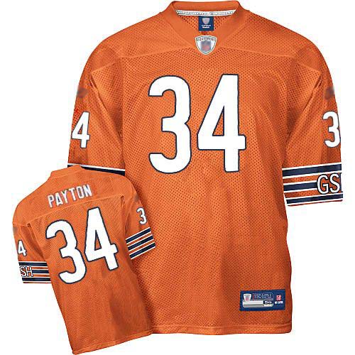 Authentic Men's Walter Payton Orange Alternate Jersey - #34 Football Chicago Bears Throwback
